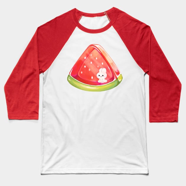 bunny jelly watermelon summer kawaii Baseball T-Shirt by mushopea